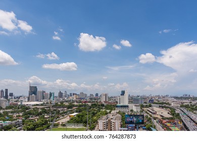 Bangkok, Thailand - July 22, 2016 : Cityscape and transportation with expressway and traffic in daytime from skyscraper of Bangkok. Bangkok is the capital and the most populous city of Thailand.