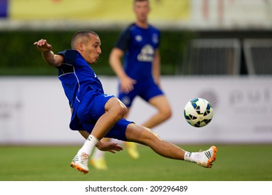 BANGKOK THAILAND JULY 26: Leon Osman Of Everton In Action During Training Session At Supachalasai Stadium On July 26, 2014 In Bangkok, Thailand.