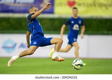 BANGKOK THAILAND JULY 26: Leon Osman Of Everton In Action During Training Session At Supachalasai Stadium On July 26, 2014 In Bangkok, Thailand.