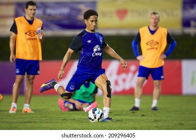 BANGKOK THAILAND JULY 26: Steven Pienaar Of Everton In Action During Training Session At Supachalasai Stadium On July 26, 2014 In Bangkok, Thailand.