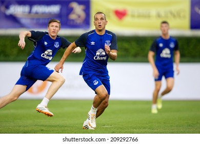 BANGKOK THAILAND JULY 26:Leon Osman Of Everton In Action During Training Session At Supachalasai Stadium On July 26, 2014 In Bangkok, Thailand.