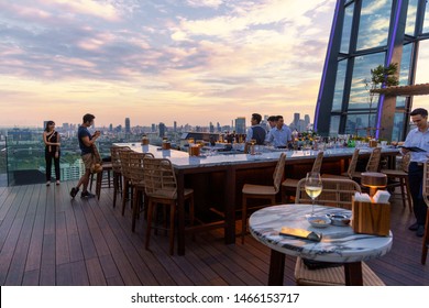 Bangkok / Thailand July 27 2019, Hyatt Regency Sukhumvit Hotel, Spectrum Rooftop Bar And Lounge