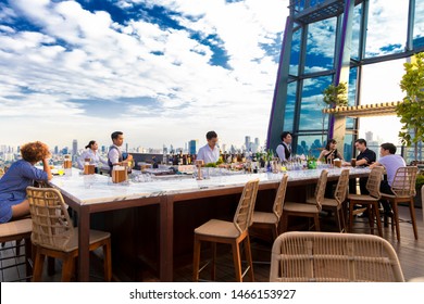 Bangkok / Thailand July 27 2019, Hyatt Regency Sukhumvit Hotel, Spectrum Rooftop Bar And Lounge