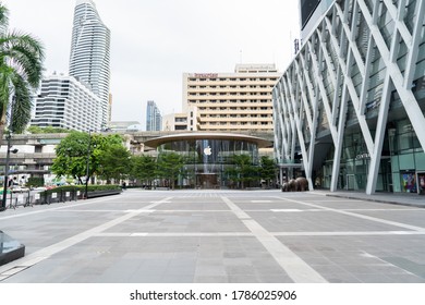 BANGKOK, THAILAND - JULY 28, 2020:  new Apple Store building at Central World shopping mall, This is the 2nd Apple Store in Thailand.before official open.
