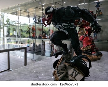 Bangkok, Thailand - July 9, 2017 : Venom, Spiderman Figure, Marvel Cartoon, Figure Cafe, The M Cafe, The Massive Toy Gallery, Bangkok