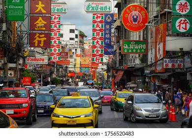 Bangkok, Thailand -Jun 6 2020 : Busy Yaowarat Road during leniency of coronavirus situation