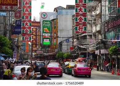Bangkok, Thailand -Jun 6 2020 : Busy Yaowarat Road during leniency of coronavirus situation