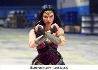 BANGKOK, THAILAND - June 1, 2018: Wonder Woman character from the famous DC Comics launched by Bandai toy manufacturer