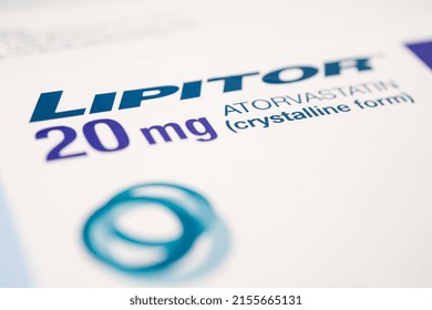 Bangkok, Thailand, June 1, 2020 Lipitor, Lipid Cholesterol Lowering Drug, Reduce LDL (low Density Lipoprotein) Healthy Strong Medical Concept.