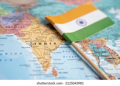 Bangkok, Thailand - June 1, 2021, India flag on world globe map background. - Shutterstock ID 2125043981