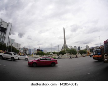 Bangkok, Thailand - June 18 2019: Victory Monument. The Monument Commemorate The Thai Victory In The Franco-Thai War. Located In Northeast Of Central Bangkok.