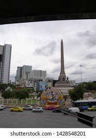 Bangkok, Thailand - June 18 2019: Victory Monument. The Monument Commemorate The Thai Victory In The Franco-Thai War. Located In Northeast Of Central Bangkok.