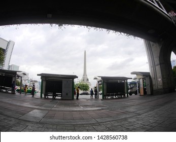 Bangkok, Thailand - June 18 2019: Victory Monument. The Monument Commemorate The Thai Victory In The Franco-Thai War. Located In Northeast Of Central Bangkok.