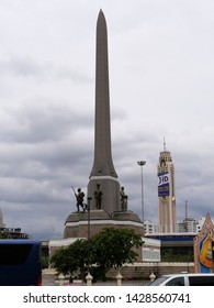 Bangkok, Thailand - June 18 2019: Victory Monument. The Monument Commemorate The Thai Victory In The Franco-Thai War. Located In Northeast Of Central Bangkok.