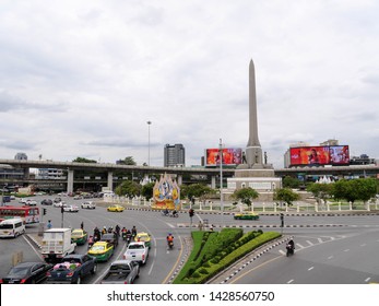 Bangkok, Thailand - June 18 2019: Victory Monument. The Monument Commemorate The Thai Victory In The Franco-Thai War. Located In Northeast Of Central Bangkok.