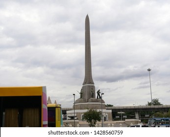 Bangkok, Thailand - June 18 2019: Victory Monument. The Monument Commemorate The Thai Victory In The Franco-Thai War. Located In Northeast Of Central Bangkok.