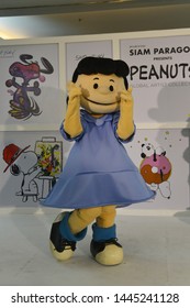 Bangkok, Thailand – June 21, 2019: Costume Of Lucy Van Pelt From Cartoon The Peanuts Movie By Charles M. Schulz At Siam Paragon Shopping Mall