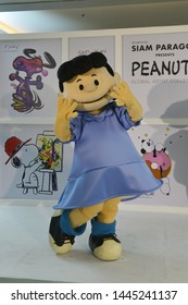 Bangkok, Thailand – June 21, 2019: Costume of Lucy van Pelt from cartoon The Peanuts Movie by Charles M. Schulz at Siam Paragon Shopping Mall
