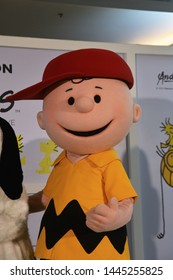 Bangkok, Thailand – June 21, 2019: Costume Of Charlie Brown From Cartoon The Peanuts Movie By Charles M. Schulz At Siam Paragon Shopping Mall