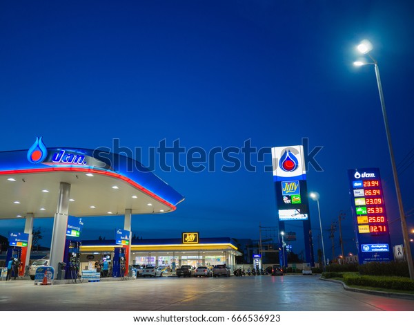 Bangkok, Thailand - June 23, 2017: PTT gas\
station. PTT Public Company Limited or simply PTT is a Thai\
state-owned SET-listed oil and gas company.Formerly known as the\
Petroleum Authority of\
Thailand.
