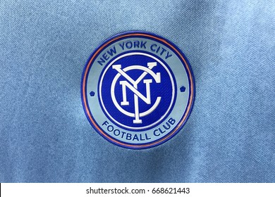 BANGKOK, THAILAND -JUNE 26: The Logo Of New York City Football Club On An Official Jersey On June 26,2017.