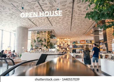 Bangkok, Thailand - JUNE 29, 2019_Tourists or customers visit the Open House, trendy new co-living space on top floor of Central Embassy, new luxury Shopping mall located in heart of Bangkok, Thailand