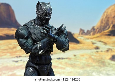 Bangkok, Thailand: June 29,2018: The Setting Of Black Panther Action Figure From Marvel Comics