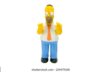 Bangkok, Thailand - June 3, 2014 : homer Simpson figure toy character from The Simpsons family. The Simpsons is an American animated sitcom.
