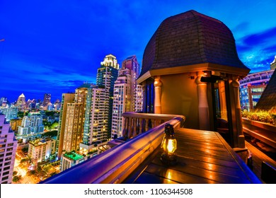 BANGKOK - THAILAND JUNE 5, 2018: View From The Speak Easy Rooftop Bar At Hotel Muse In Bangkok, Overlooking A Magnificent Cityscape