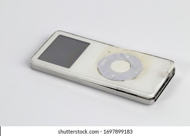 BANGKOK THAILAND  - MAR 2020:  Apple IPod Nano With Battery Explode And Burn Out Isolated On White Background.