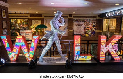 BANGKOK, THAILAND, - MAR 27 2019: Thai art exhibition by applying the brand of Johnnie walker to create creative modern art at Khao San Road, Banglumpoo, Bangkok.