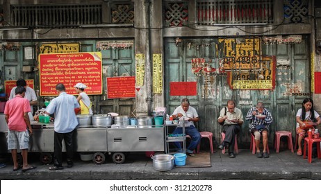 BANGKOK - THAILAND - MAR 8 : Street food in china town on March 8, 2014. Bangkok, Thailand.