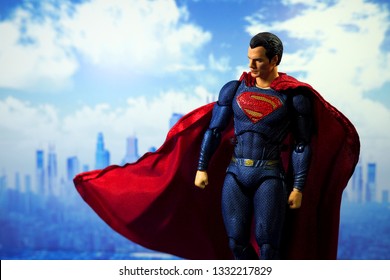 Bangkok, Thailand - March 2,2019: A Setting Of Superman Action Figure From DC Comic.