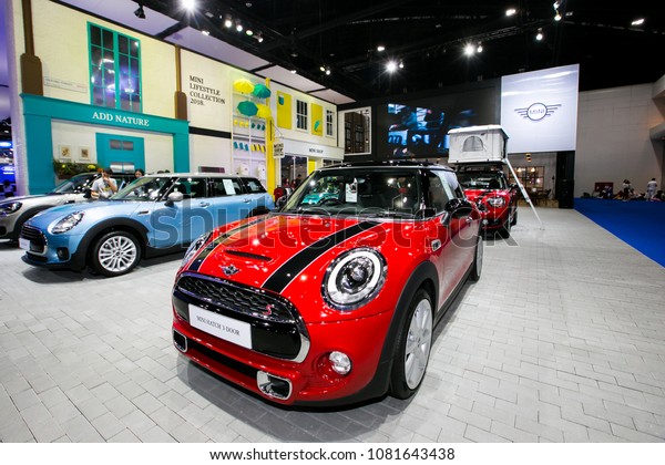 Bangkok, Thailand - March, 27, 2018  New model\
Mini 5 Doors car show in the Bangkok International Motor Show 2018\
exhibition booth at Bangkok,\
Thailand