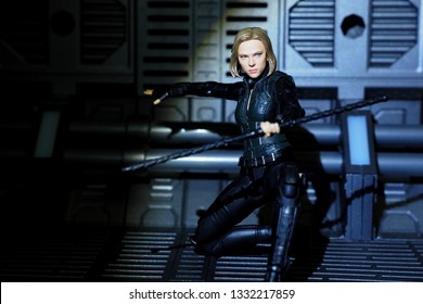 Bangkok, Thailand - March 7,2019: A Setting Of Black Widow Action Figure From  Marvel Comic.