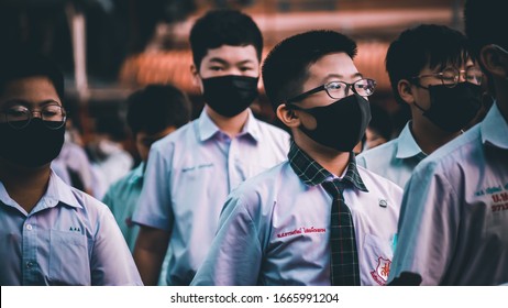 Bangkok Thailand March7,2020 Covid-19 Infection Prevention During High School Test 