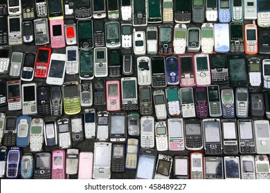 Bangkok, Thailand - May 05, 2012: Second Hand Vintage Feature Mobile Phone Sale For Spare Part In Klong Thom Market In Bangkok Thailand.