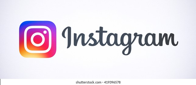 Bangkok, Thailand - May 14, 2016 - New Instagram logotype camera icon symbolic with colorful new design, Printed on white paper. Instagram is a popular social networking for sharing photos and videos.