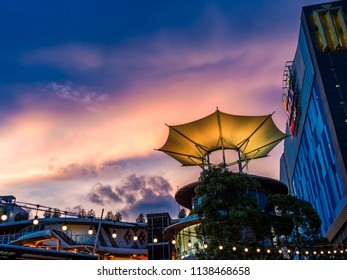 Bangkok, Thailand, May 2018 : Sunset Sky Behind Major Cineplex Branche Ratchayothin