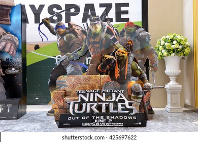 Bangkok, Thailand - May 22, 2016: Beautiful Standee of TMNT 2 Out of the Shadow at Central East Ville Shopping Center