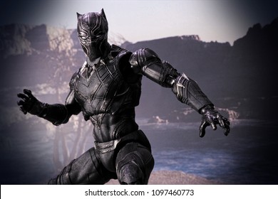 Bangkok, Thailand- May 23,2018 - Bandai , the Japanese toys / figure manufacturer, launch action figure series S.H Figuarts base on famous Mavel’s character the Black Panther