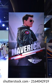 Bangkok, Thailand - May 28, 2022: Standee Of The Movie Top Gun Maverick Stars By Tom Cruise As Captain Pete 