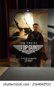 Bangkok, Thailand - May 28, 2022: Standee Of The Movie Top Gun Maverick Stars By Tom Cruise As Captain Pete 