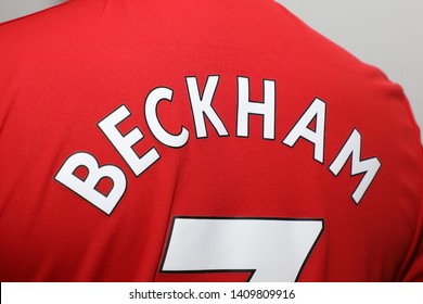 BANGKOK, THAILAND - MAY 28: The Name Of David Beckham On Manchester United Football Jersey On May 28,2018