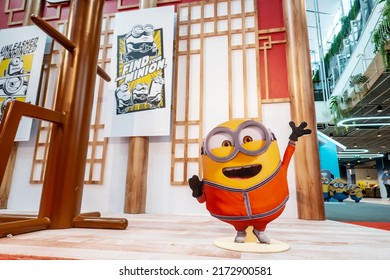 Bangkok, Thailand - May 29, 2022: Photo Spot Of The Animation Movie Minions: The Rise Of Gru Displays At The Cinema To Promote The Movie