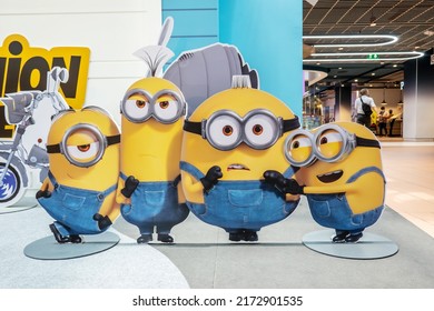 Bangkok, Thailand - May 29, 2022: Photo Spot Of The Animation Movie Minions: The Rise Of Gru Displays At The Cinema To Promote The Movie