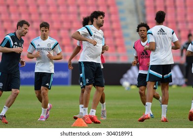 BANGKOK THAILAND MAY 29: Diego Costa Of Chelsea In Action During The Pre-match Training Session At Rajamangala Stadium On May 29,2015 In Thailand.