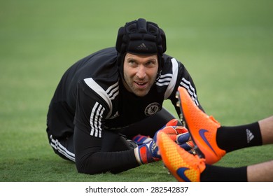 BANGKOK THAILAND MAY 29,Peter Cech Of Chelsea FC  In Action During A Chelsea FC Training Session At  Rajamangala Stadium On May 29,2015 In Bangkok Thailand 