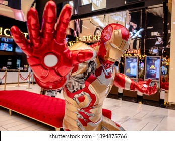 Bangkok, Thailand - May 7, 2019: Iron Man Model Show In Avengers Endgame Exhibition Booth At Iconsiam, Iron Man Is A Fictional Superhero In American Comic Books Published By Marvel Comics.