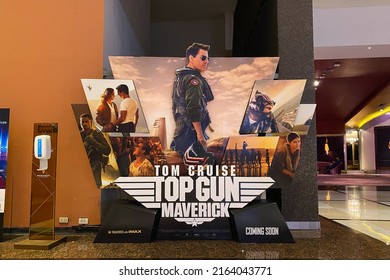 Bangkok, Thailand - May 7, 2022: Standee Of The Movie Top Gun Maverick Stars By Tom Cruise As Captain Pete 